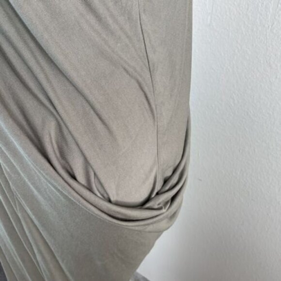 Free People Beach Long Sleeve Draped Side Open Leg Olive Green MIDI Dress Small  - Picture 7 of 9